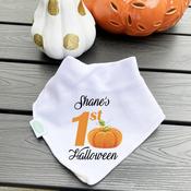 Personalised Billy's Bib-1st Halloween Pumpkin image