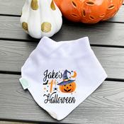 Personalised Billy's Bib-1st Halloween Pumpkin Witches Hat image