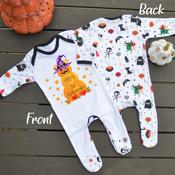 Halloween Monster Pattern Baby Grow-Pumpkin Stack Design image