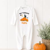 Halloween Monster Pattern Baby Grow-Pumpkin Cat Design image
