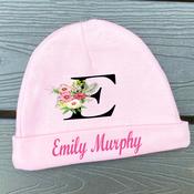 Personalised Hat-Initial Flower - (Pink Hat) image