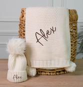 Nova Knit Beige Blanket &amp;amp; Hat-You Choose The Thread Colour