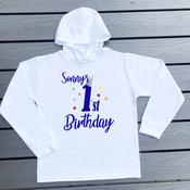 Personalised Hoodie - Birthday Hat - Blue