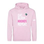Eat Sleep Hockey Repeat Pink Hoodie
