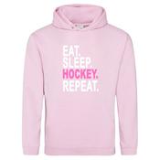 Eat Sleep Hockey Repeat Pink Hoodie