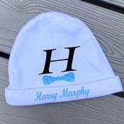 Personalised Hat-Initial Dickie Bow - (Blue Hat) image