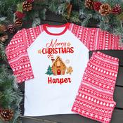 Personalised Kids Christmas Pyjamas-Gingerbread House