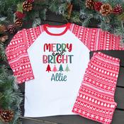 Personalised Kids Christmas Pyjamas-Merry &amp;amp; Bright