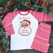 Personalised Kids Family Christmas Pyjamas-Traditional Santa Face