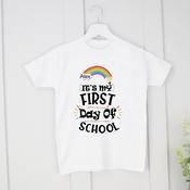 Personalised Starting School T-Shirt-Rainbow Pencil image