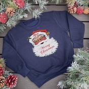Personalised Christmas Kids Navy Sweatshirt-Traditional Santa image