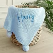Nova Knit Blue Blanket-Personalised image
