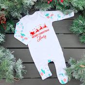 Personalised Sale Christmas Baby Gro-Merry Christmas(NB Only)