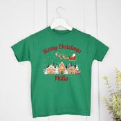 Gingerbread Village-Green T-Shirt (0-3 months up to 2-3 years)