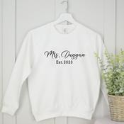 Personalised Bridal Sweatshirt-Mrs. Est image