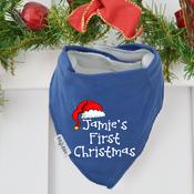 Personalised Christmas Billy’s Bib - Santa Hat My 1st Christmas (Navy)