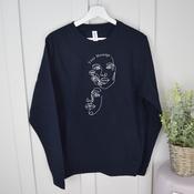 Personalised Adult Sweatshirt-Line Drawing Faces (Choose Your Font Colour)