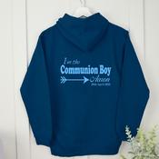 Personalised Communion Pullover Hoodie Front &amp;amp; Back-Communion Boy Arrow (Navy)