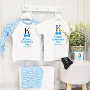 Personalised Kids Communion Bundle (including Mug)-Communion Boy Dickie Bow - Blue Cloud