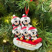 Penguin Sleigh Family of 5 Personalised Christmas decoration image