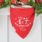 Personalised Red Billy's Bib-Penguin My 1st Christmas