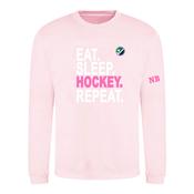 Eat Sleep Hockey Repeat Pink Sweater