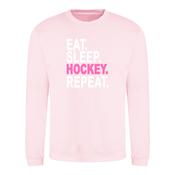 Eat Sleep Hockey Repeat Pink Sweater
