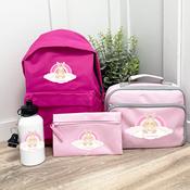Personalised School Bundle (school bag, lunch bag, pencil case &amp;amp; bottle) - Pink Bunny image