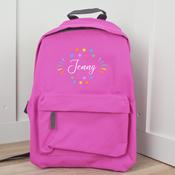 Personalised Pink School Bag-Colourful Stars(Holds 12 Litres)