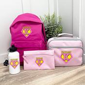 Personalised School Bundle (school bag, lunch bag, pencil case &amp;amp; bottle) - Super Girl