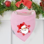 Christmas Billy's Bib-Santa Head Snowflake (Pink Bib) image