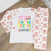 Personalised Kids Pyjamas-When I Wake-Starting Preschool (Pink) image