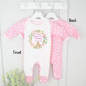 Personalised Mother's Day Baby Grow-Hugging Bears (Pink Clouds) image