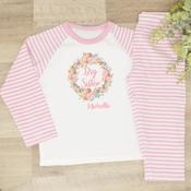 Personalised Sibling Kids Pyjamas-Flower Wreath image