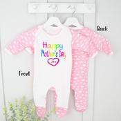 Personalised Mother's Day Baby Grow-Crayon (Pink Or Blue Cloud) image