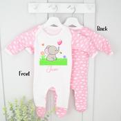 Personalised Baby Grow-New Baby Elephant-(Blue Or Pink Cloud) image