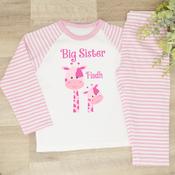 Personalised Sibling Kids Pyjamas-Giraffe Pink
