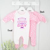 Personalised Father's Day Baby Gro-Glasses/Moustache (Multiple Colours)