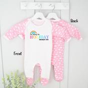 Personalised Baby Grow-Holiday Colourful (Blue Or Pink Cloud) image
