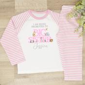 Personalised Sibling Kids Pyjamas-Pink Animals image