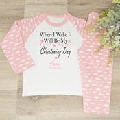Personalised Kids Christening Pyjamas-When I Wake Christening Stars (Pink) image