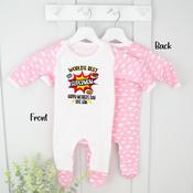 Personalised Mother's Day Baby Grow-Supermum (Pink Or Blue Cloud) image