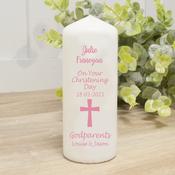 Personalised Christening Candle-Simple (Pink) image