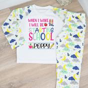 Personalised Kids Pyjamas-When I Wake-Starting School (Pink) image