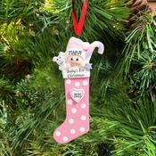 Pink Long Baby Stocking Personalised Hanging Christmas Decoration image