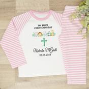 Personalised Kids Christening Pyjamas-Animals (Pink) image