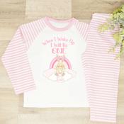 Personalised Kids Pyjamas-When I Wake Bunny (Pink) image