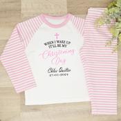 Personalised Kids Christening Pyjamas-When I Wake Christening (Pink) image