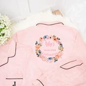 Personalised Confirmation Pyjamas-Name &amp;amp; Date (Flower Wreath)