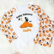 Personalised Kids Halloween Pyjamas-Halloween Cat image